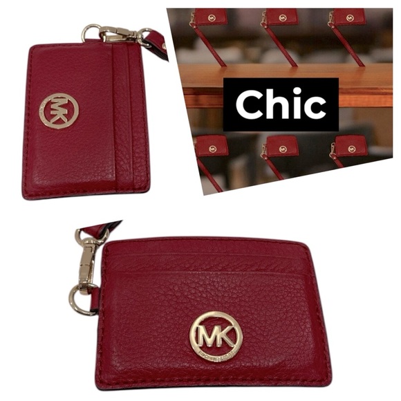 Michael Kors Leather Fulton Metro Pass Case in Red - Picture 1 of 7